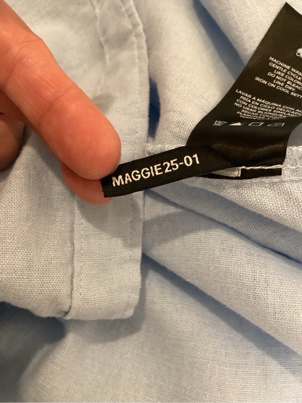 Well Worn Maggie Linen Blend Shirt Dress Pale Blue Button Front Coastal Large - Picture 7 of 12